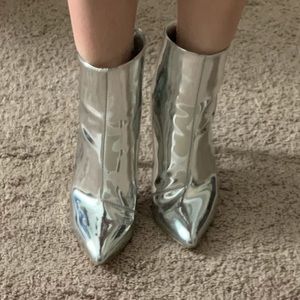 Silver ankle boots